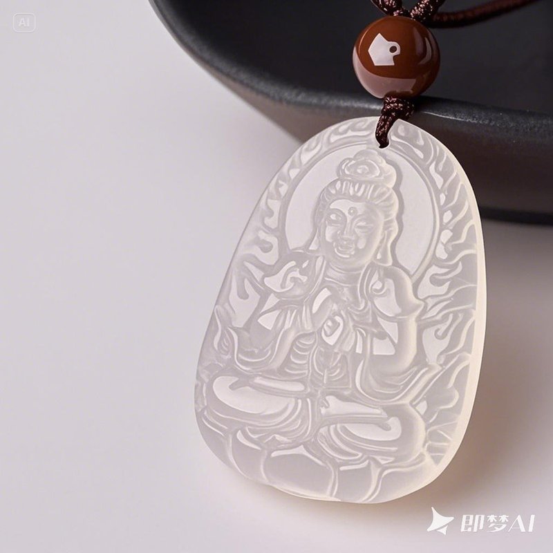 White quartz carved Goat zodiac pendant on cord