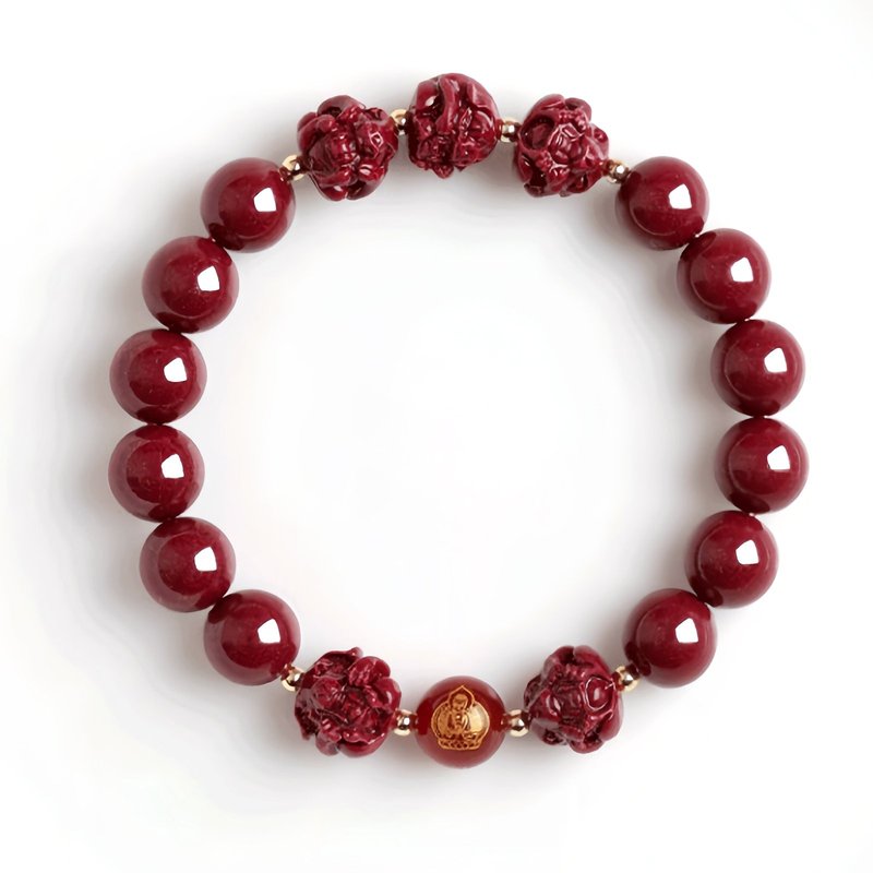 Deep red cinnabar Pixiu bracelet, classic edition